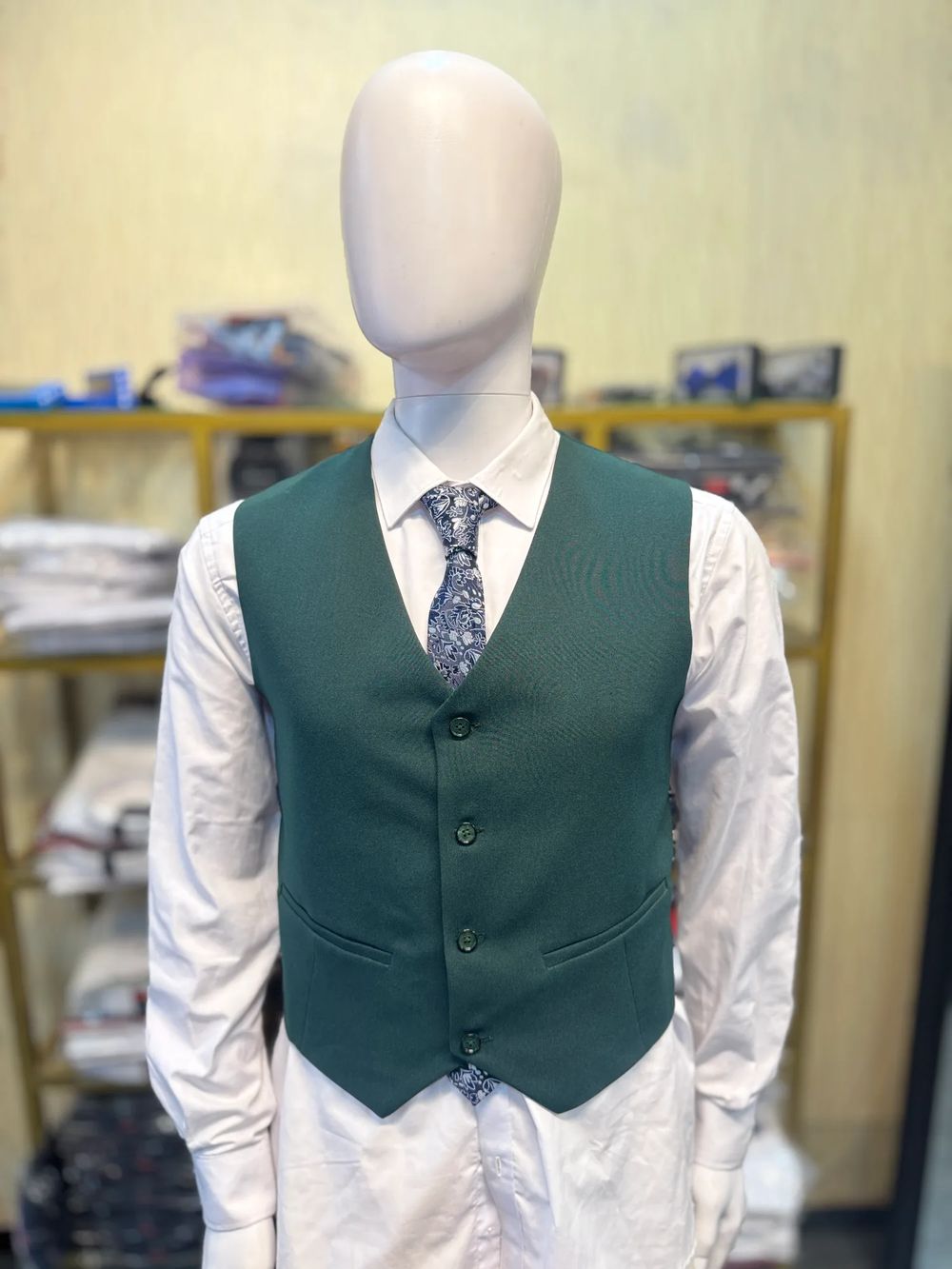 Olive Green Mat Waistcoat