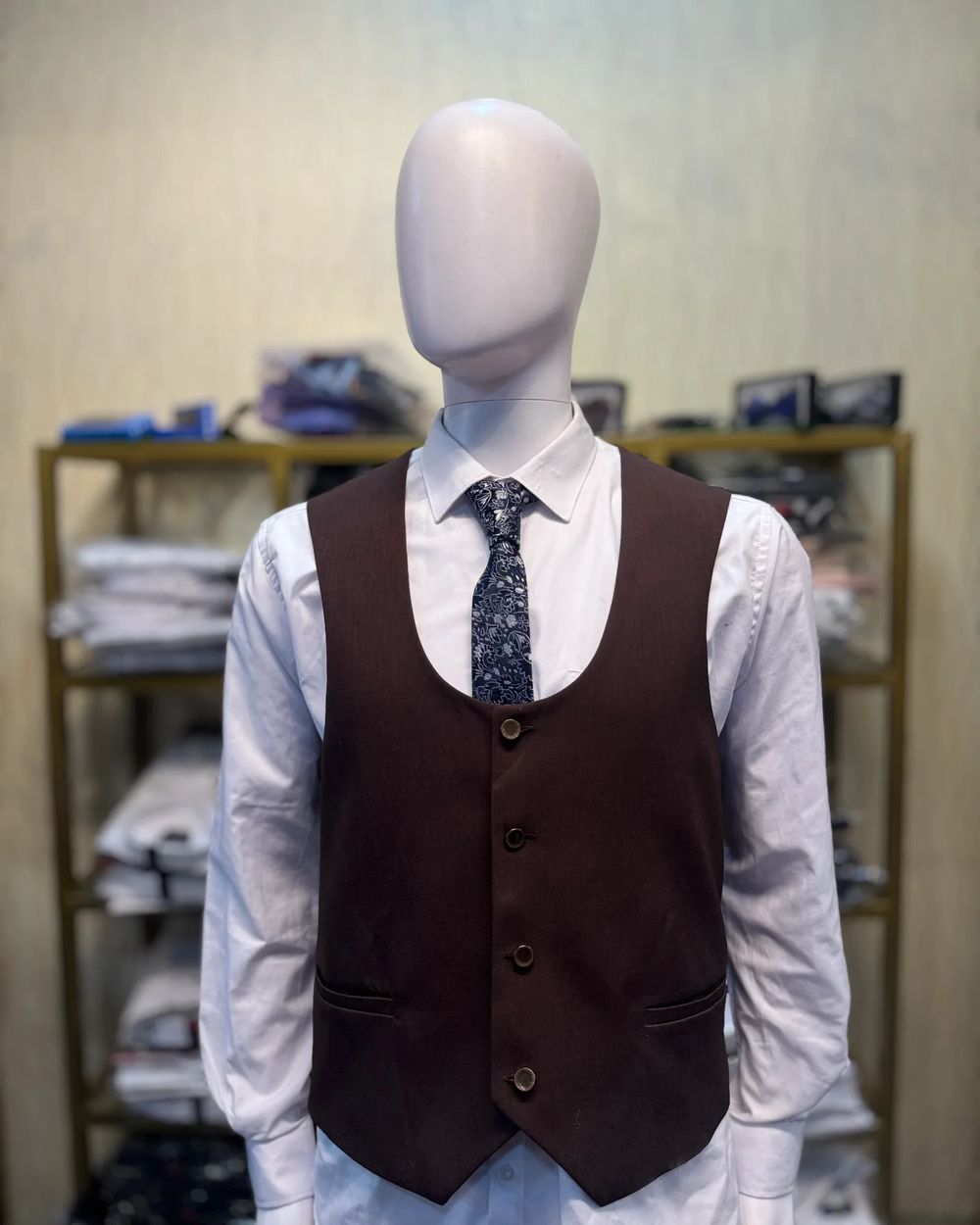 Coffee Brown Mat Waistcoat