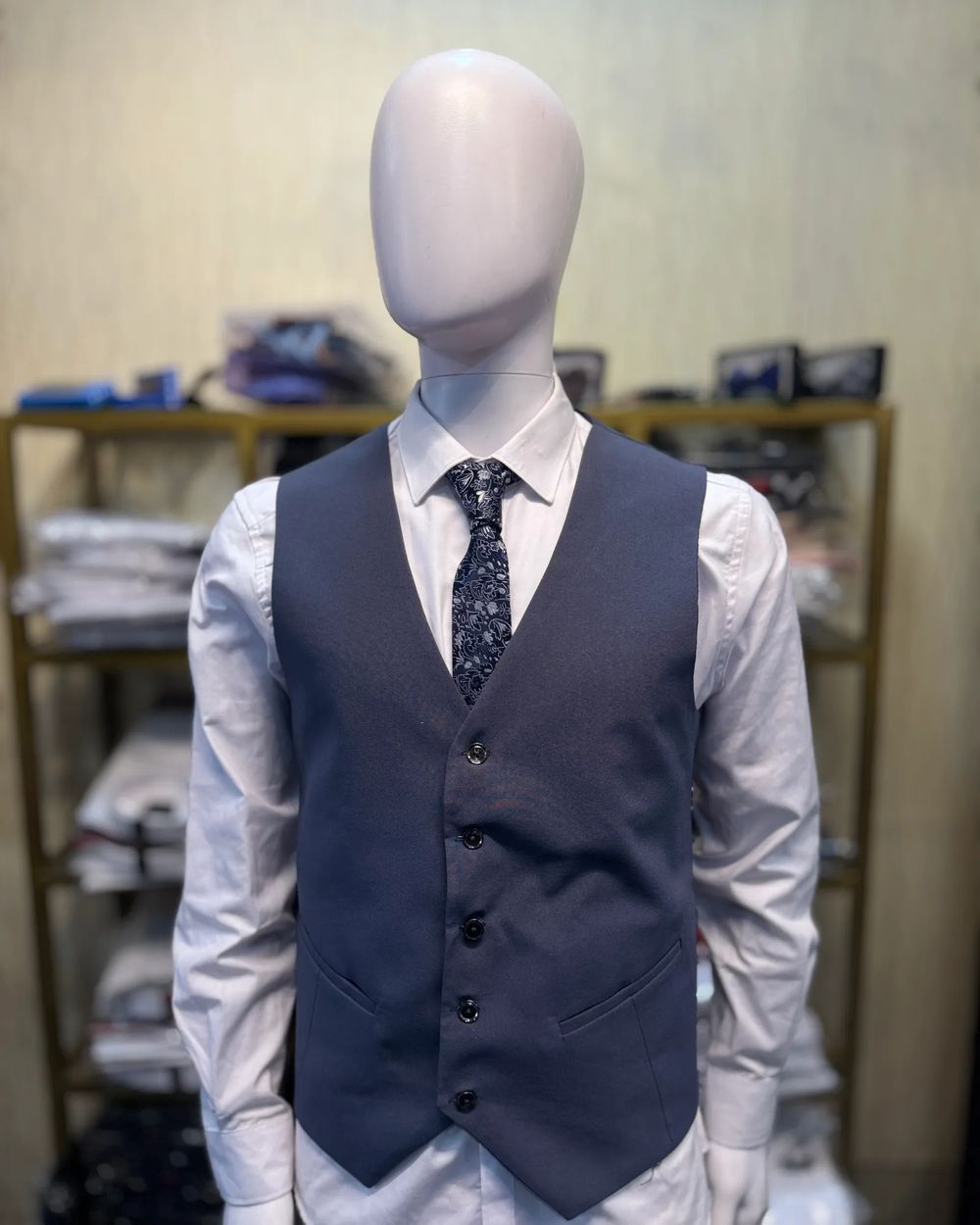 Gray Blue Mat Waistcoat