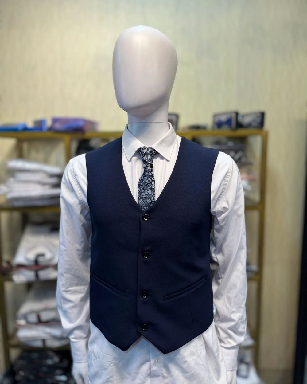 Navy Mat Waistcoat