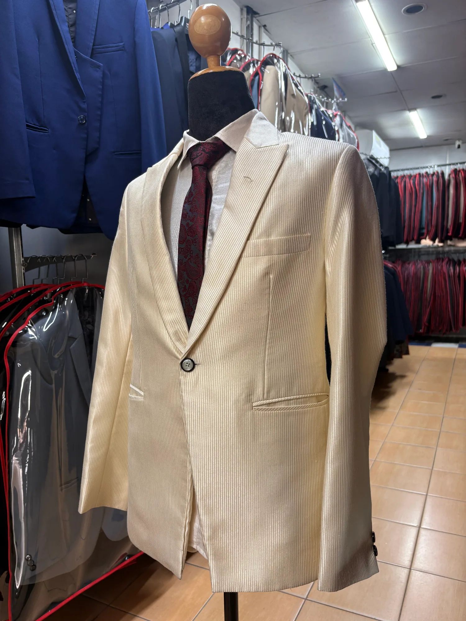 Cream Stripe Tailored Blazer