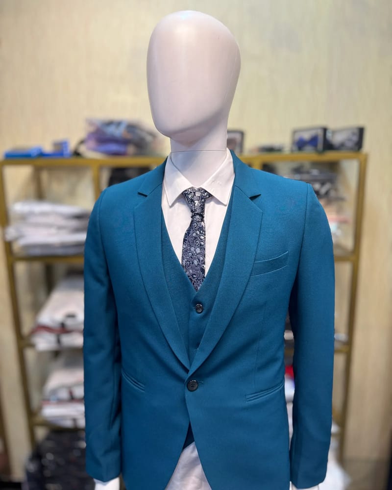 Peacock Blue Mat Coat — 3pc