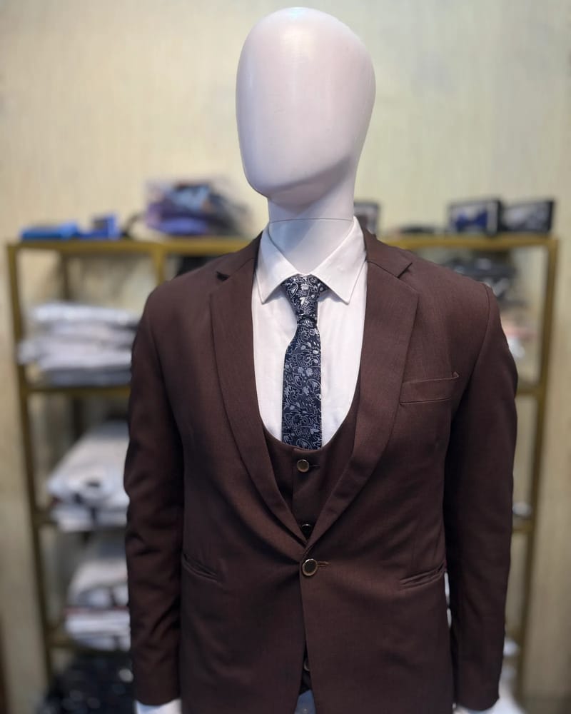 Coffee Brown Mat Coat — 3pc