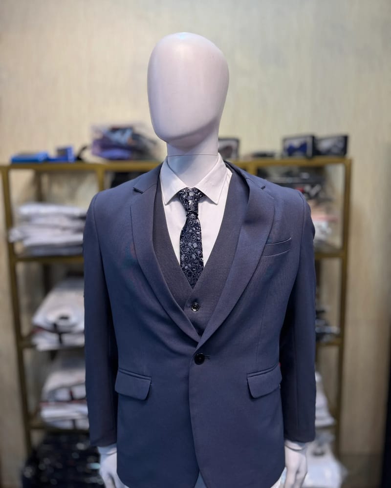 Gray Blue Mat Coat — 3pc